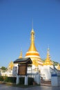 Goden pagoda with blue sky, Wat chong klang Thailand.