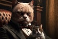 Godfadther mafia cat Portrait illustration generative ai