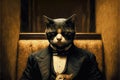 Godfadther mafia cat Portrait illustration generative ai