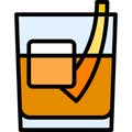 Godfather Cocktail icon, Alcoholic mixed drink vector