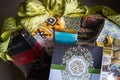 Godiva chocolate in hamper with various products wrapped in gold colour for Hari Raya