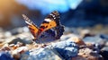 Godly Realistic Close Up Of A Beautiful Butterfly On Colorful Rocks
