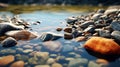 Godly Realistic Close Up Of A Beautiful River With Colorful Rocks