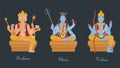 Gods of hinduism vishnu, shiva, brahma. Three main hindu deities creators of universe.