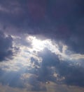 Gods Light. Rays Of Light Through Dark Clouds. Sun Shines From C