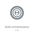 Gods omnipressence icon. Thin linear gods omnipressence outline icon isolated on white background from zodiac collection. Line