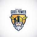 Gods Power Vector Sport Team or League Logo Template. Odin Face in a Shield, with Typography. Royalty Free Stock Photo