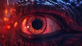 Godzilla eye, fire and smoke, AI Royalty Free Stock Photo