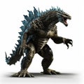 Photorealistic Xbox 360 Graphics: 3d Godzilla Monster On White Background