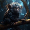 Goeldi s Marmoset or Goeldi s Callimico dark monkey in the nature