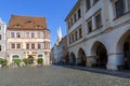 Lower Market Square, 16th century renaissance building of Town Hall Pharmacy, Goerlitz, Germany