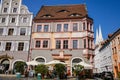 Goerlitz, Saxony, Germany, 04 September 2021: old Pharmacy or Ratsapotheke, historic renaissance building with sundial on facade Royalty Free Stock Photo