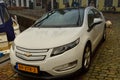 Goes, the Netherlands, August 2019. A chevrolet volt parked along the docks of the harbor. In Holland, attention to environmental