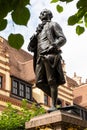 Goethe Memorial in Leipzig, Germany: Bronze Statue on Naschmarkt Square Royalty Free Stock Photo