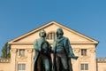Goethe-Schiller-Denkmal in Weimar im Sonnenlicht am Morgen bei blauem Himmel Royalty Free Stock Photo