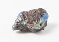 Ore goethite iridescent on white background