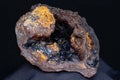 Goethite geode in limonite on a dark background Royalty Free Stock Photo