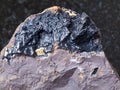goethite ore on limonite stone close up
