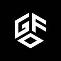 GOF letter logo design on black background. GOF creative initials letter logo concept. GOF letter design Royalty Free Stock Photo