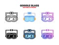Goggle Glass icon set with different styles.