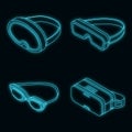 Goggles icon set vector neon Royalty Free Stock Photo