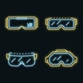 Goggles icon set vector neon Royalty Free Stock Photo