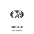 goggles icon vector from motor sports collection. Thin line goggles outline icon vector illustration. Linear symbol