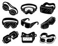 Goggles icons set, simple style