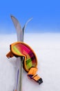 Goggles in Snow with Skis Royalty Free Stock Photo