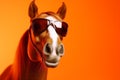 portrait funny background sunglasses goggles horse colourful fun smile animal pastel. Generative AI.