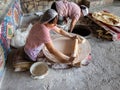 workshop of cooking lavash in village bakery Royalty Free Stock Photo