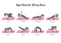 Gohan cartoon character with yoga poses for strong arms on pink mat designed, vector and illustration