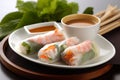 Goi Cuon, AI generative Vietnamese fresh spring rolls filled with shrimp, pork, rice noodles, and vegetables