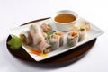 Goi Cuon, AI generative Vietnamese fresh spring rolls filled with shrimp, pork, rice noodles, and vegetables