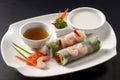 Goi Cuon, Generative AI Vietnamese fresh spring rolls filled with shrimp, pork, rice noodles, and vegetables