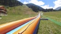 Long water slide during summer