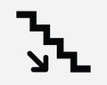 Going Down Stairs Icon Staircase Steps Stairwell Up Stair Well Case Walk Climb Ladder Escalator Path Shape Sign Symbol Vector