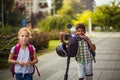 Going home. Kids. Royalty Free Stock Photo