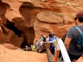 Going inside Lower Antelope Canyon - people - entrance-Arizona Navajo USA