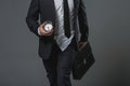 Going late man in business suit Royalty Free Stock Photo