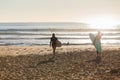 Going Surfing Longboards Boy Girl Royalty Free Stock Photo