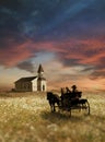 Going to church by the fields Royalty Free Stock Photo