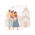 Going to the church isolated cartoon vector illustration.