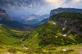 The Going-to-the-Sun road on the east side of Logan Pass in Glacier National Park, Montana Royalty Free Stock Photo