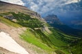 The Going-to-the-Sun road on the east side of Logan Pass in Glacier National Park, Montana Royalty Free Stock Photo