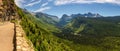 Going to the Sun Road with panoramic view of Glacier National Park Royalty Free Stock Photo