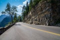 Going to the Sun Road in summer in Glacier National Park. No cars