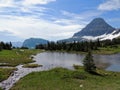 Going to the Sun Road, View of Landscape, snow fields In Glacier National Park around Logan Pass, Hidden Lake, Highline Trail, whi Royalty Free Stock Photo