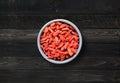 Goji berries in a bowl. Top view Royalty Free Stock Photo