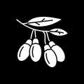 Goji berries on branch dark mode glyph icon